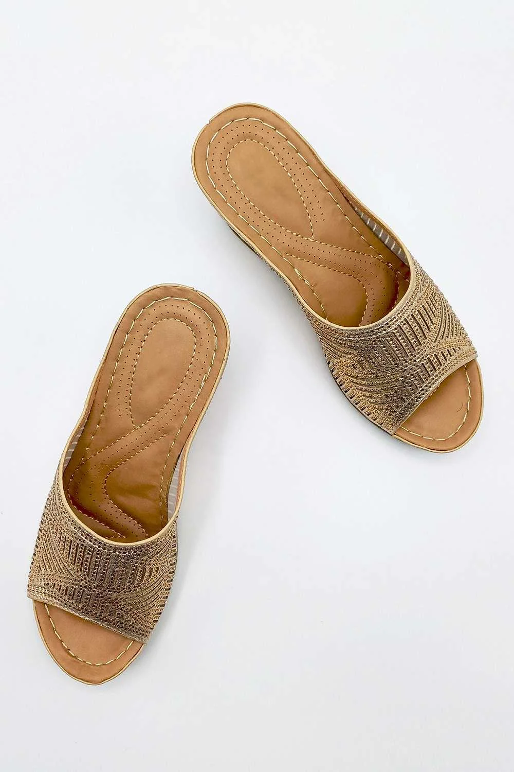 Soleil Diamante Strap Wedges in Gold - Image 5