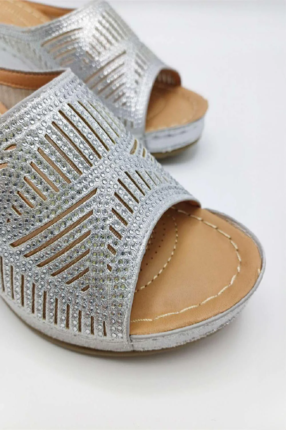 Soleil Diamante Strap Wedges in Silver - Image 5