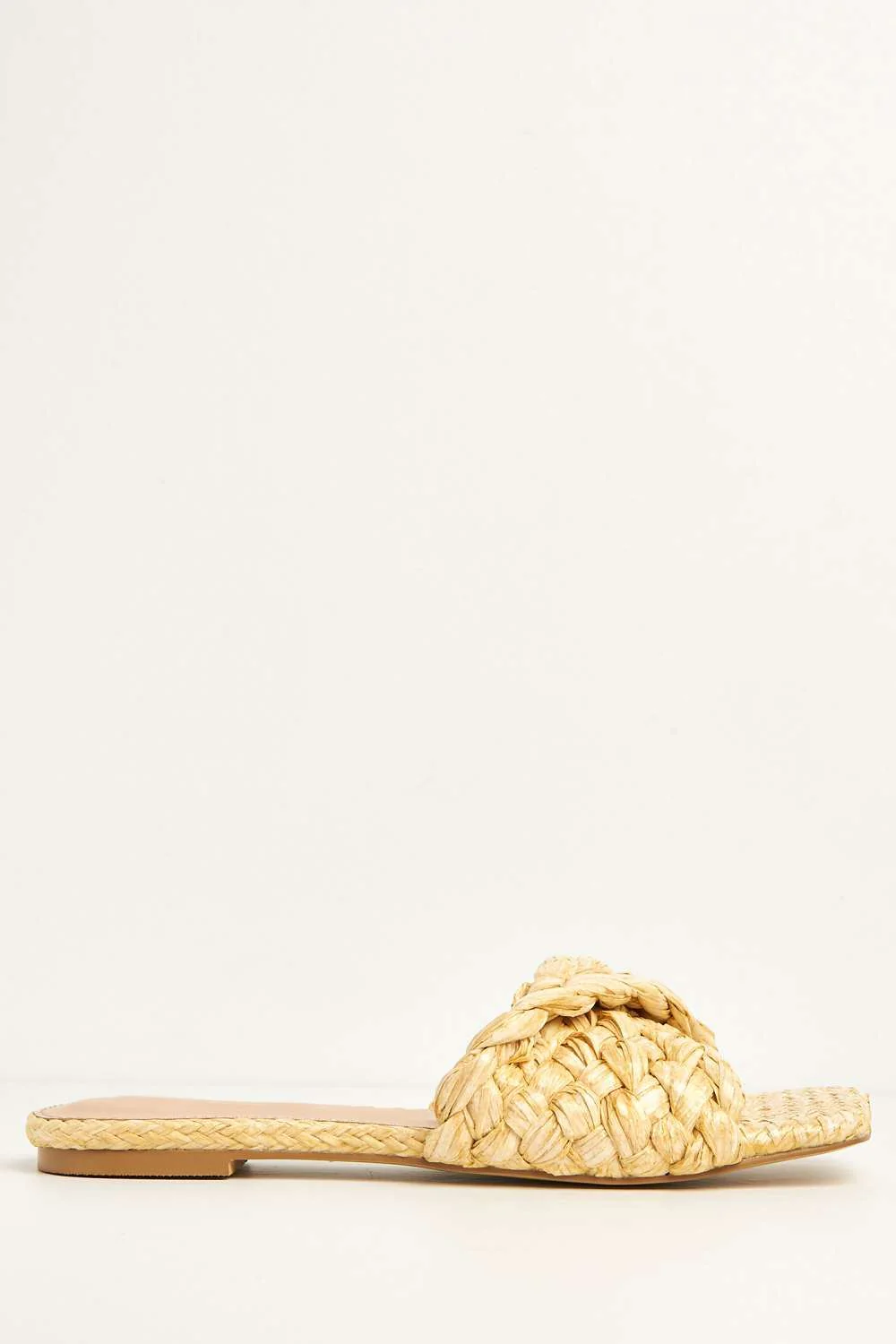 Solya Plaited Raffia Sliders in Beige - Image 5