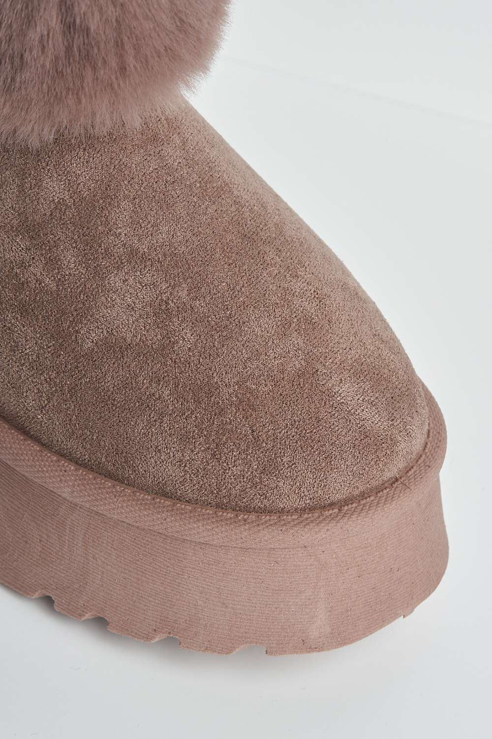 Sonya Faux Fur Flatform Ankle Boots in Mocha - Image 6