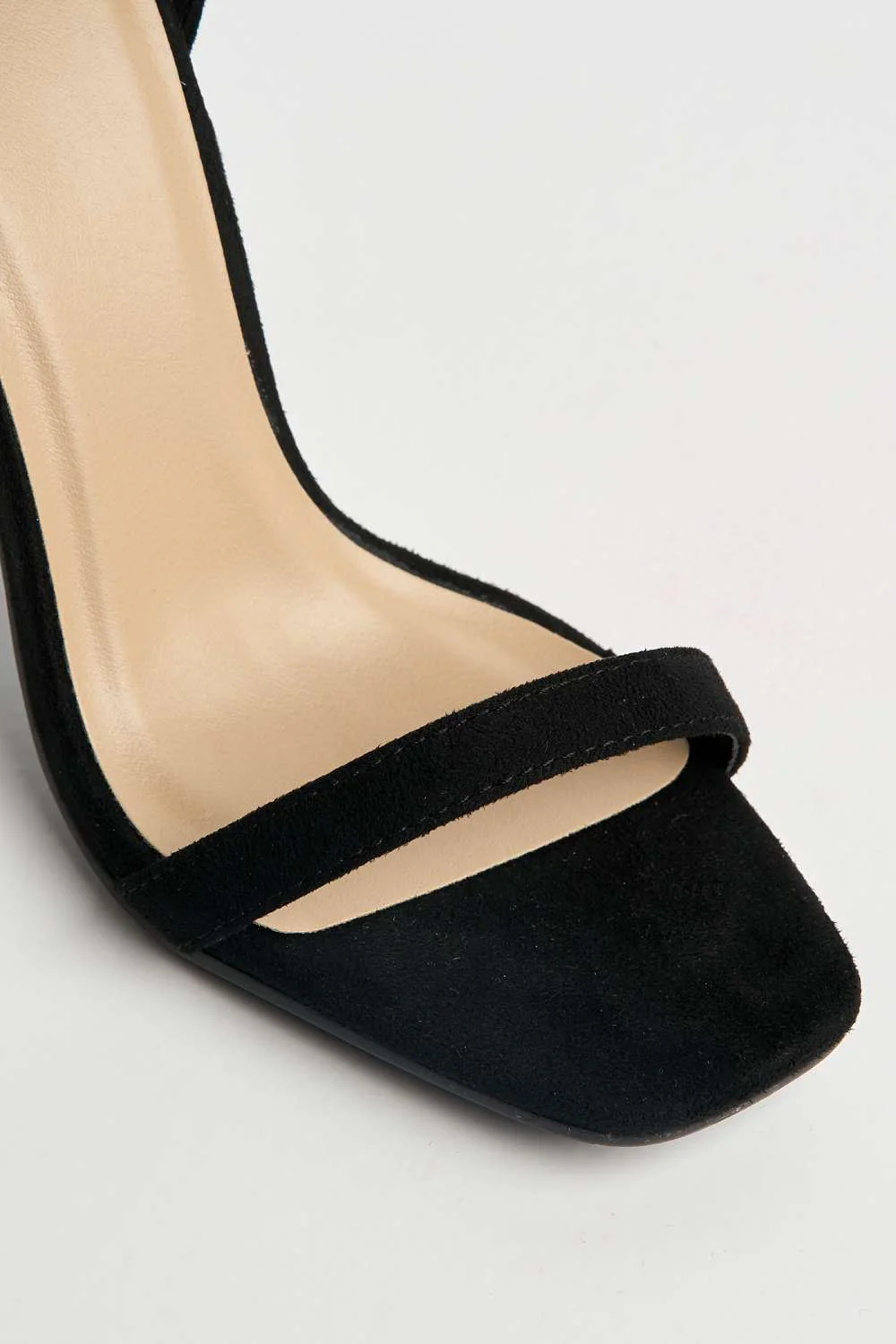 Sovia Ankle Strap Square Toe Heeled Sandals in Black Suede - Image 6