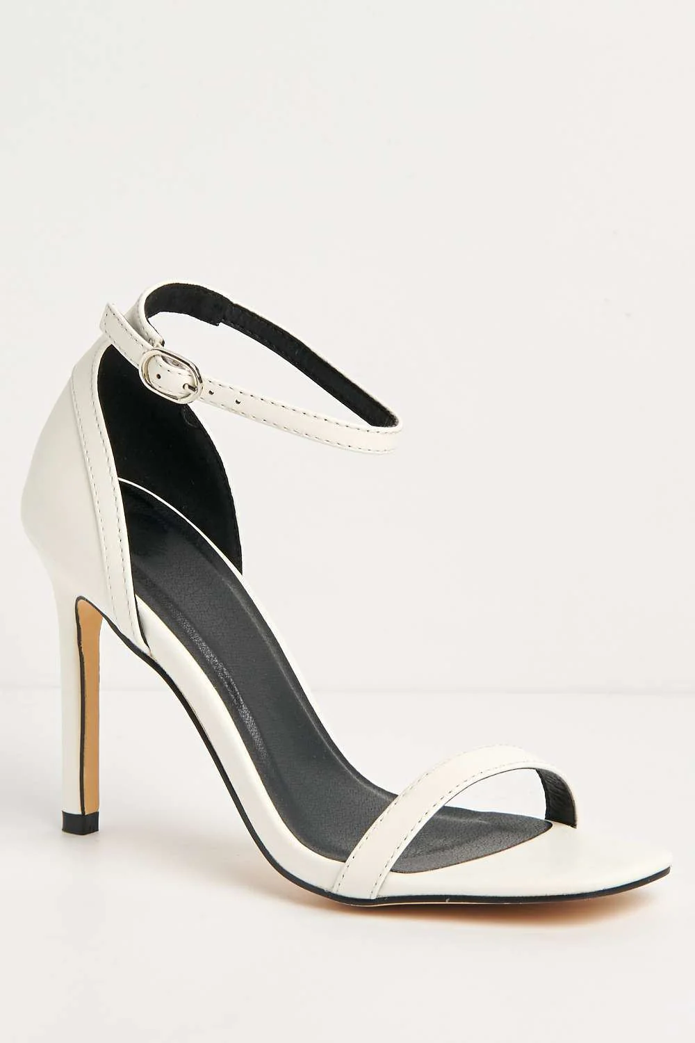 Sovia Ankle Strap Square Toe Heeled Sandals in White Matt - Image 4