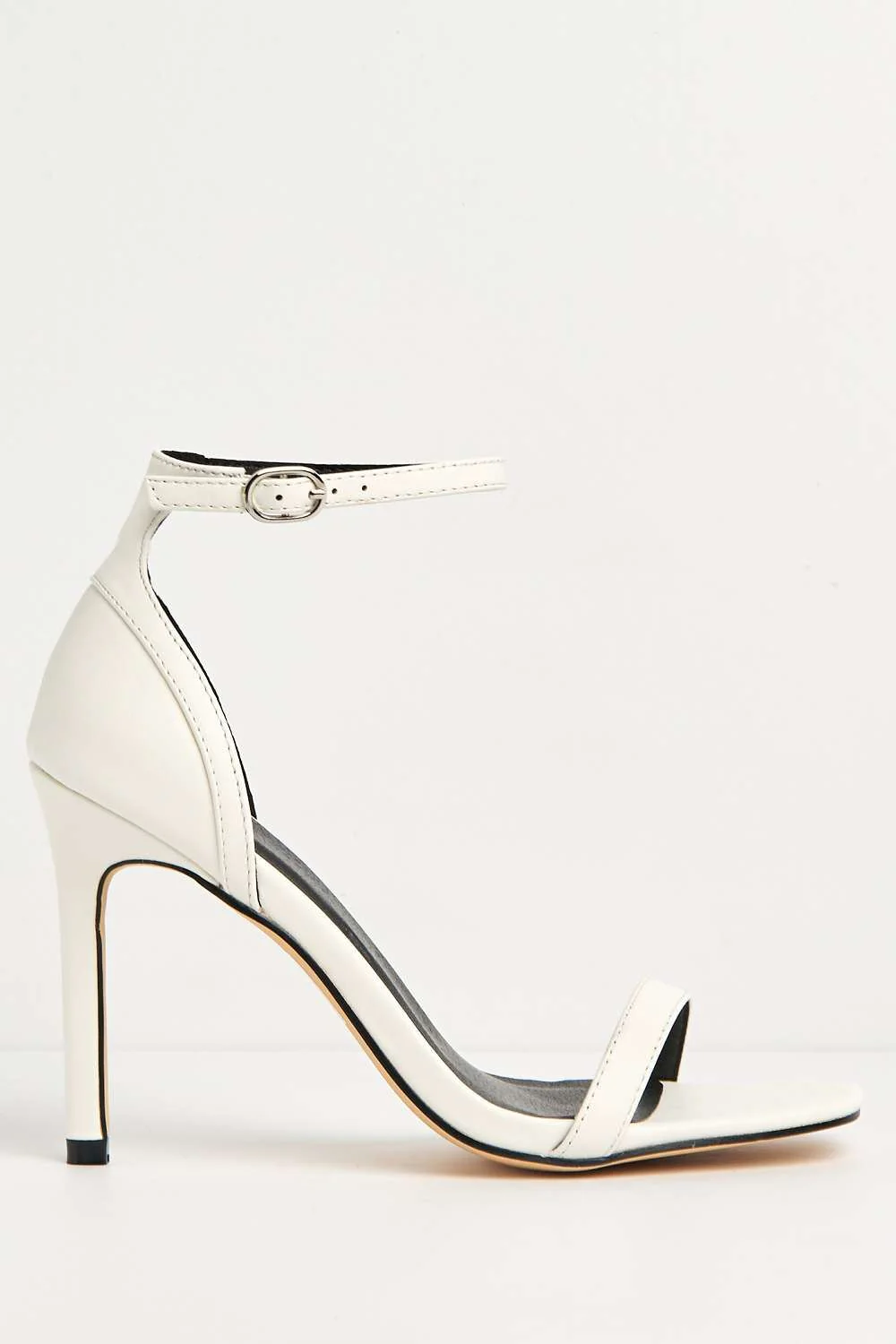 Sovia Ankle Strap Square Toe Heeled Sandals in White Matt - Image 5