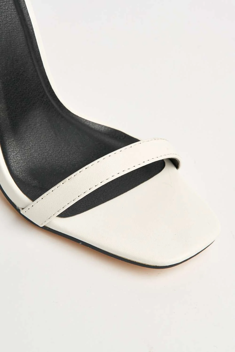 Sovia Ankle Strap Square Toe Heeled Sandals in White Matt - Image 6