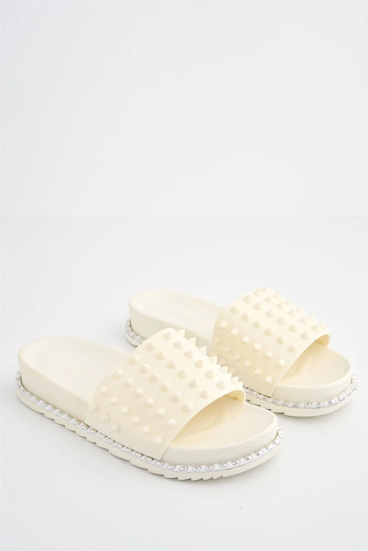 Stealth Studded Slider in White - Image 4