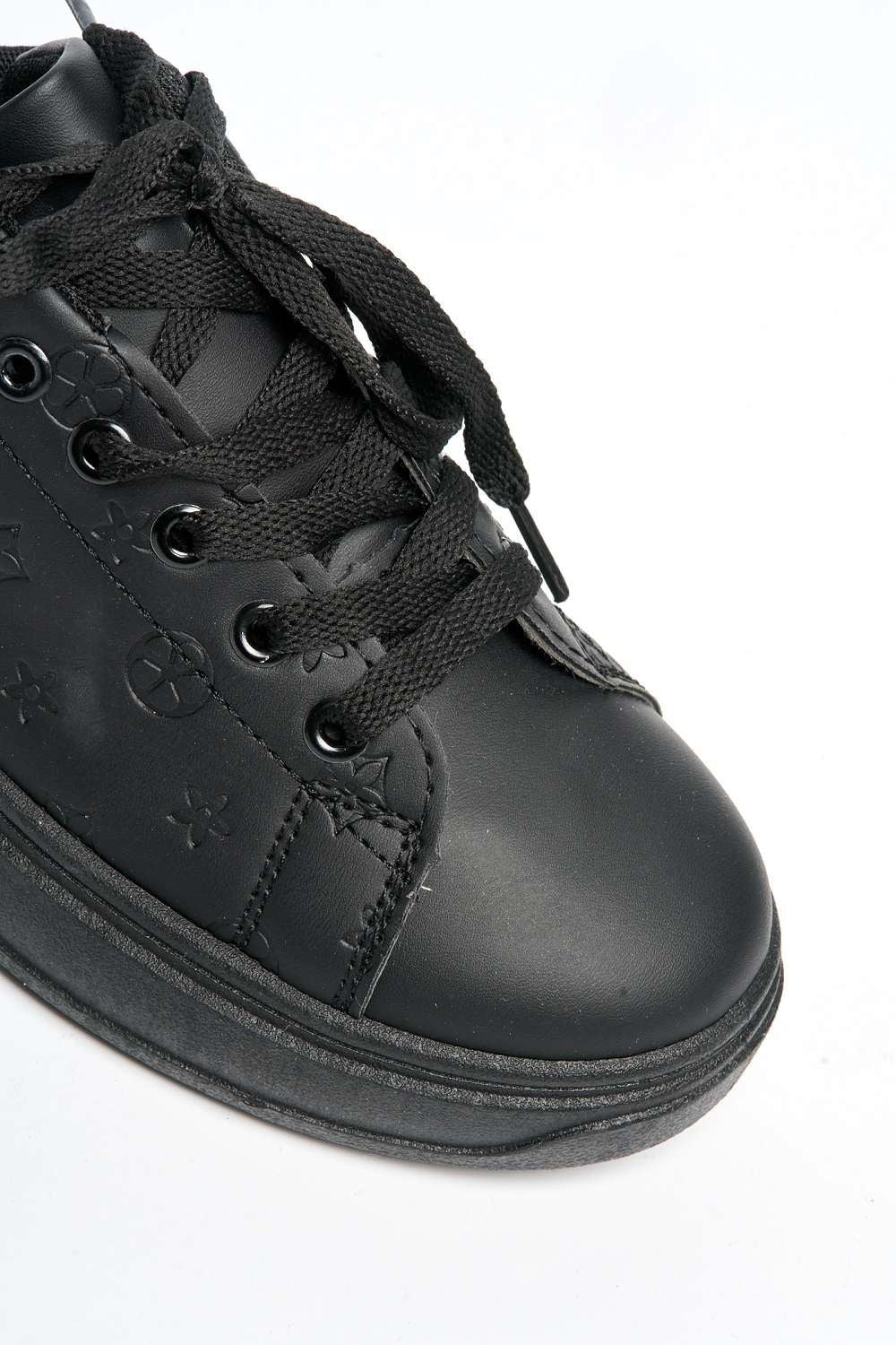 Stephanie Patterned Lace-Up Trainers in Black - Image 6