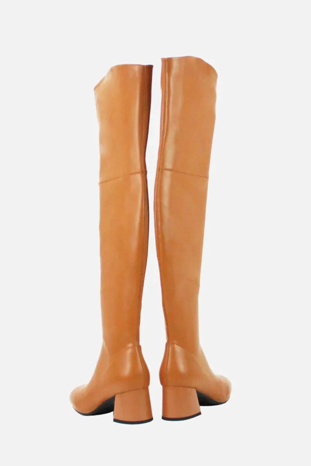 Sybella Block Heel Knee High Boots in Tan - Image 4