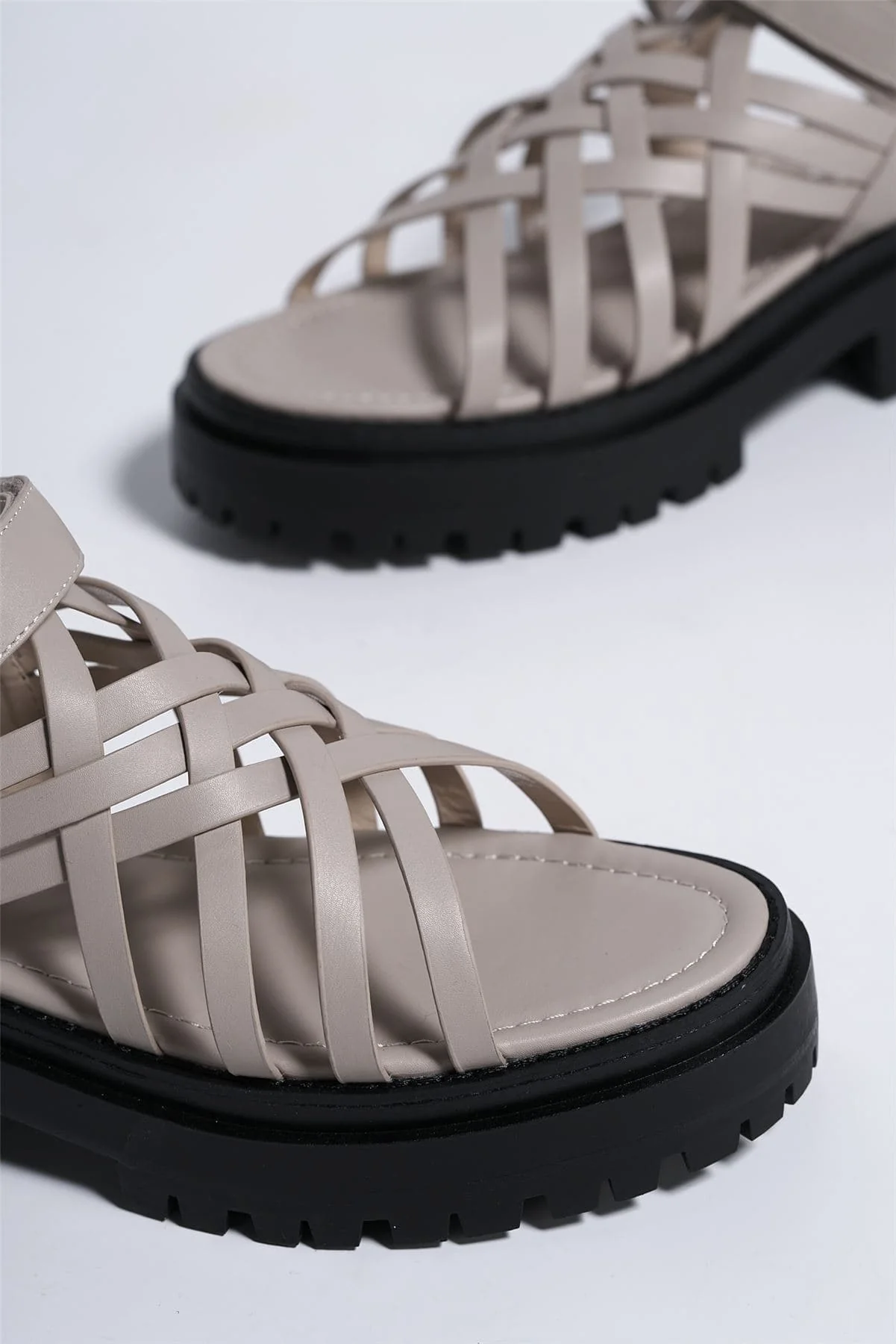 Tai Gladiator Lattice Style Sandal in Beige - Image 3