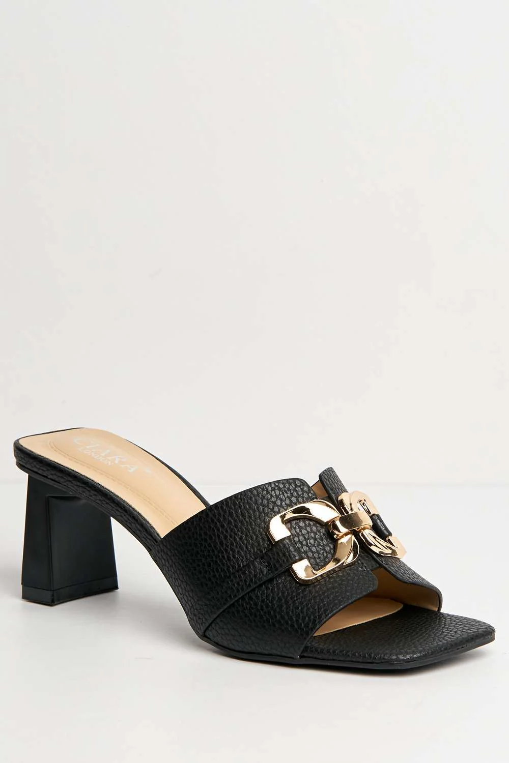 Tanya Chain Detail Heeled Mules Black - Image 4