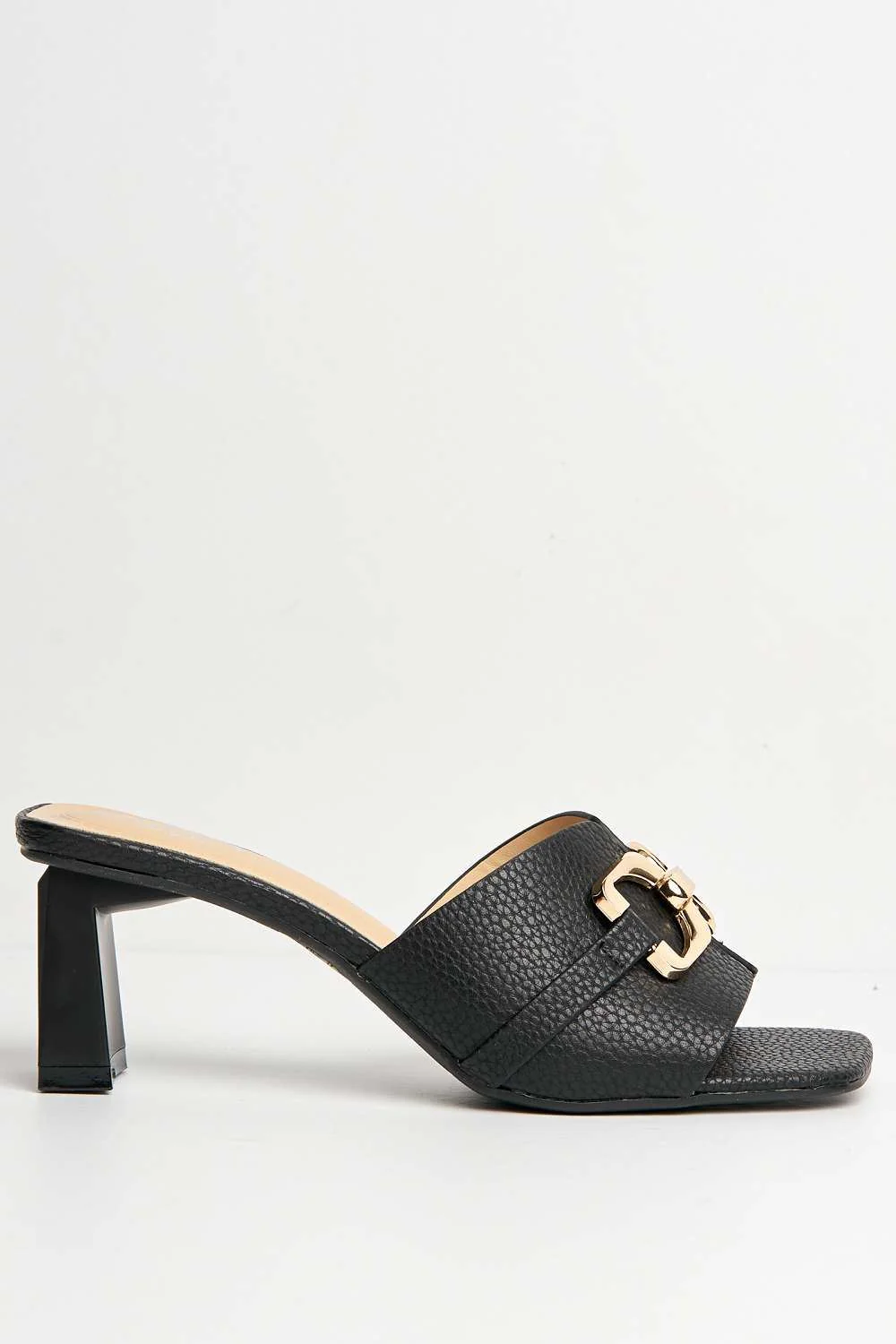 Tanya Chain Detail Heeled Mules Black - Image 5