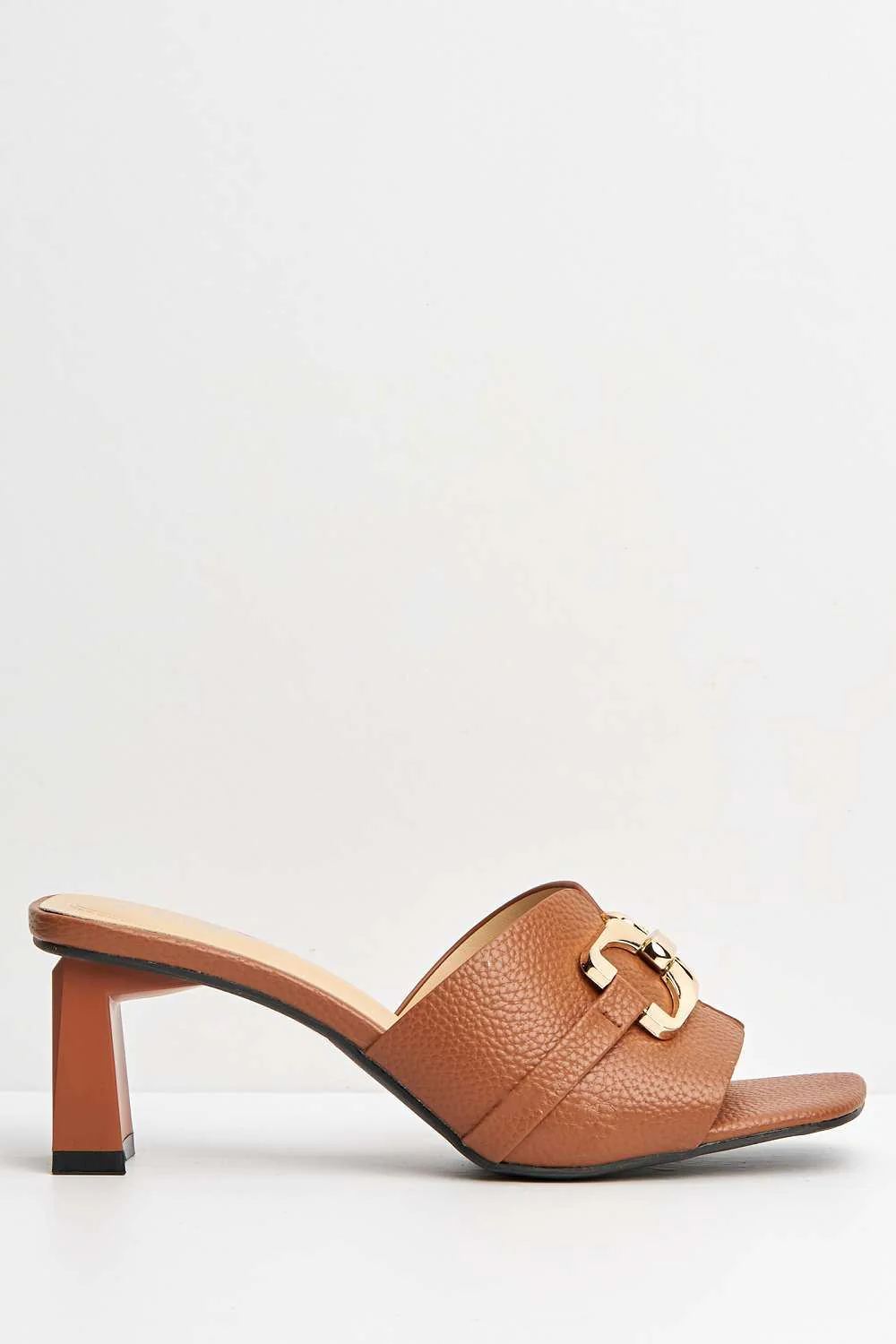 Tanya Chain Detail Heeled Mules in Brown - Image 5