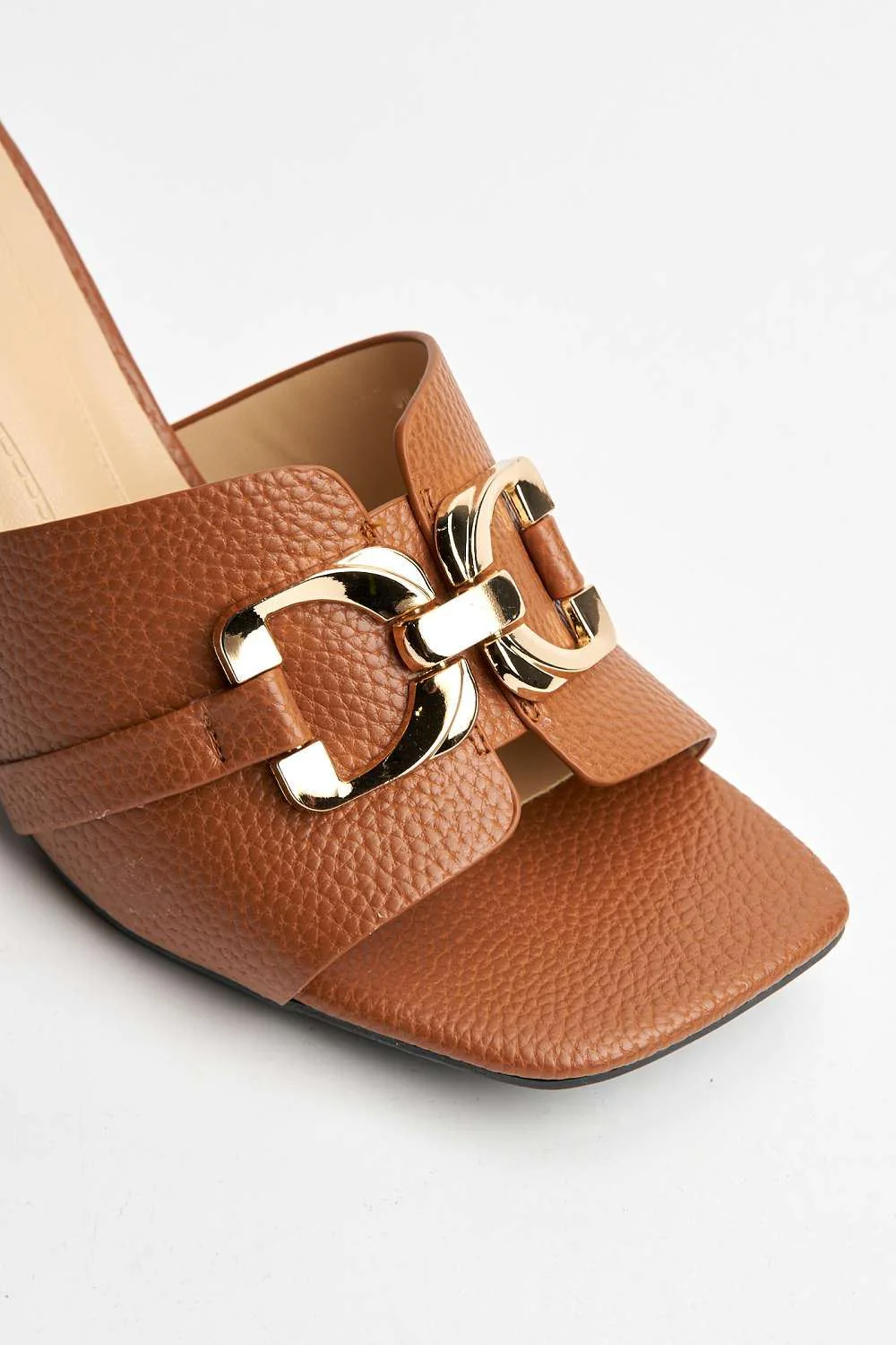 Tanya Chain Detail Heeled Mules in Brown - Image 6