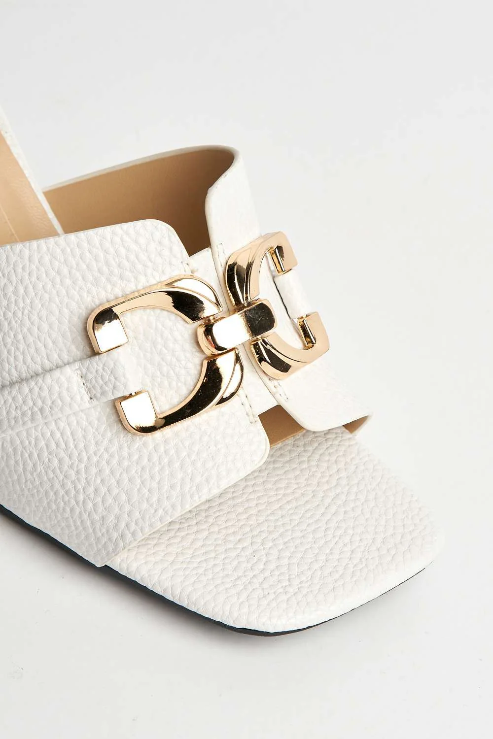 Tanya Chain Detail Heeled Mules in White - Image 6