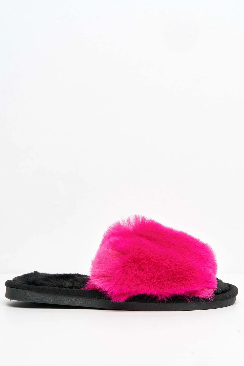 Tasha Fluffy Band Slider in Fuchsia - Image 5
