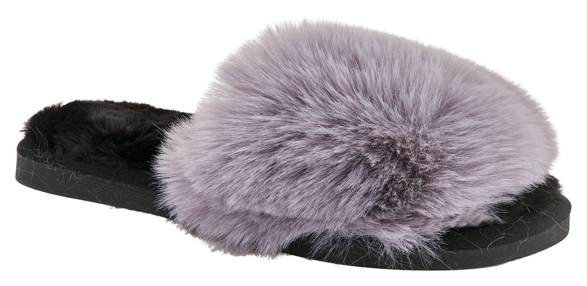 Tasha Fluffy Band Slider in Grey - Image 3