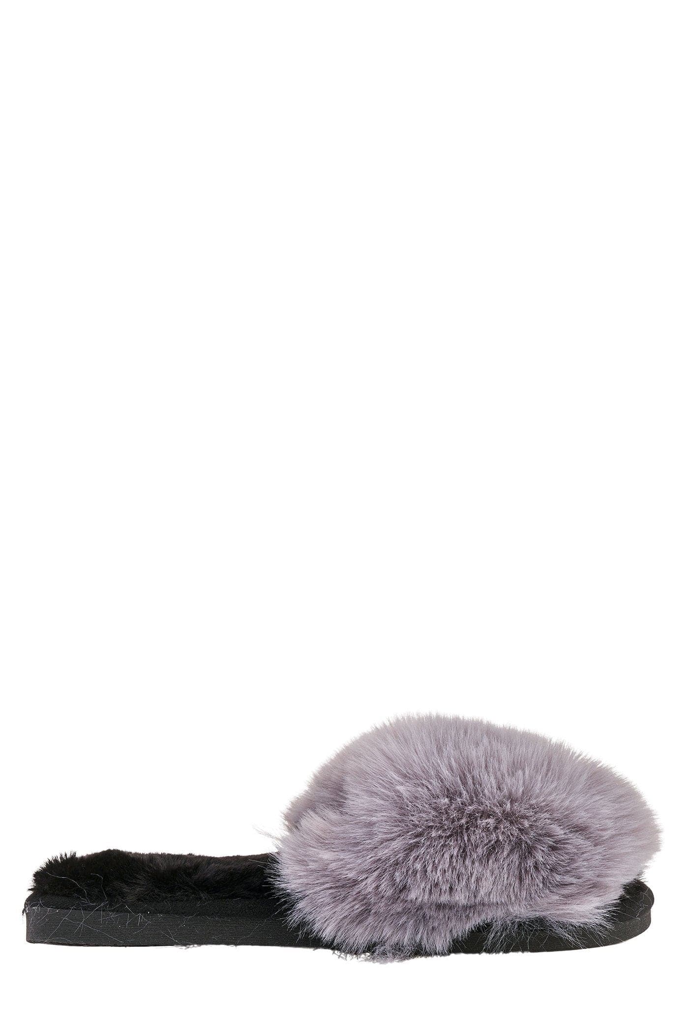 Tasha Fluffy Band Slider in Grey - Image 4