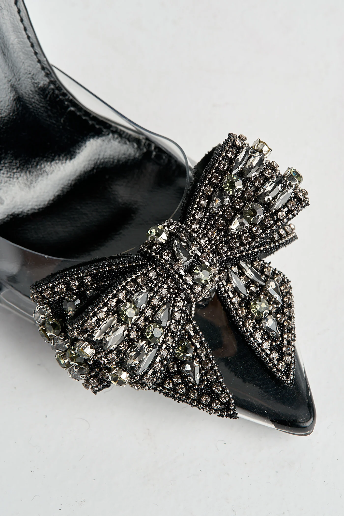 Tatiana Diamante Embellished Bow Detail Slingback Court Shoes in Black - Image 7