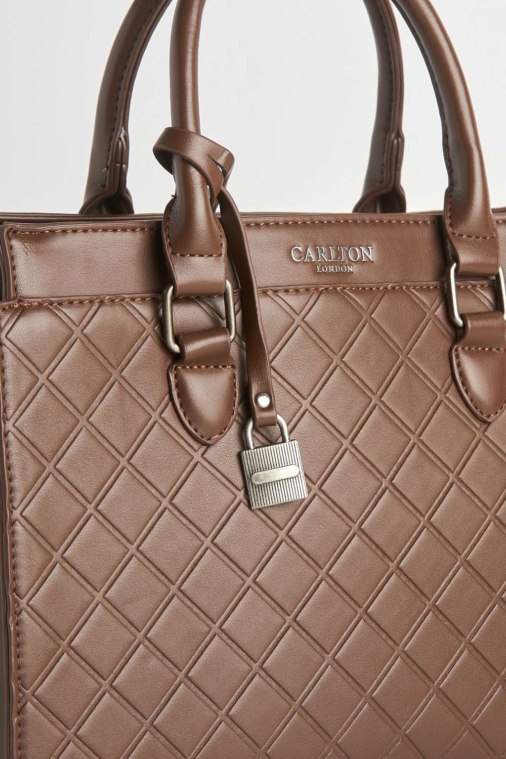 Taya Carlton Collection Wafer Pattern Top Handle Tote Bag in Brown - Image 5