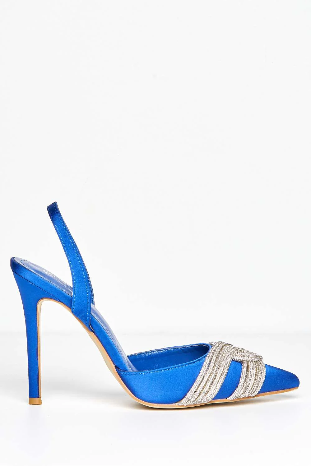 Taya Diamante Embellished Sling Back Court Shoes in Blue - Image 4