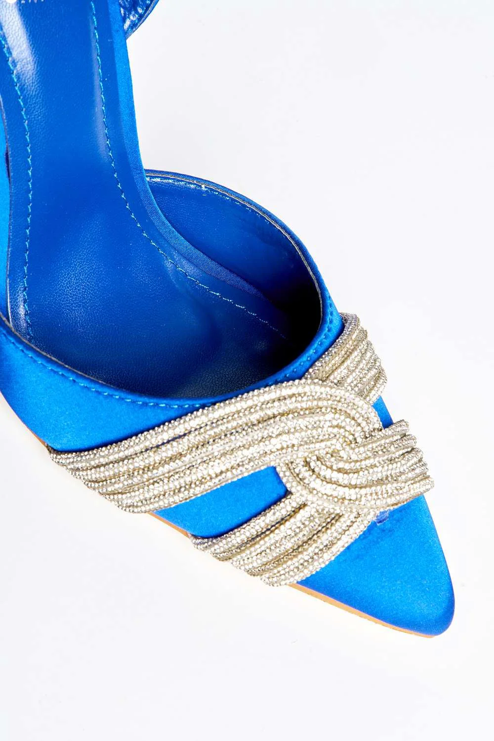 Taya Diamante Embellished Sling Back Court Shoes in Blue - Image 5