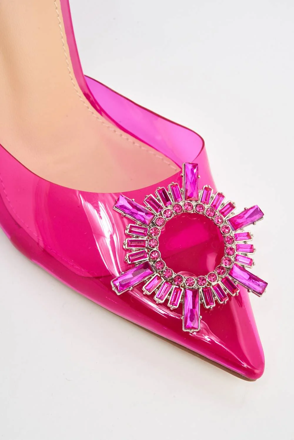 Teela Diamante Brooch Pointed Toe Court Shoes in Fuchsia - Image 6