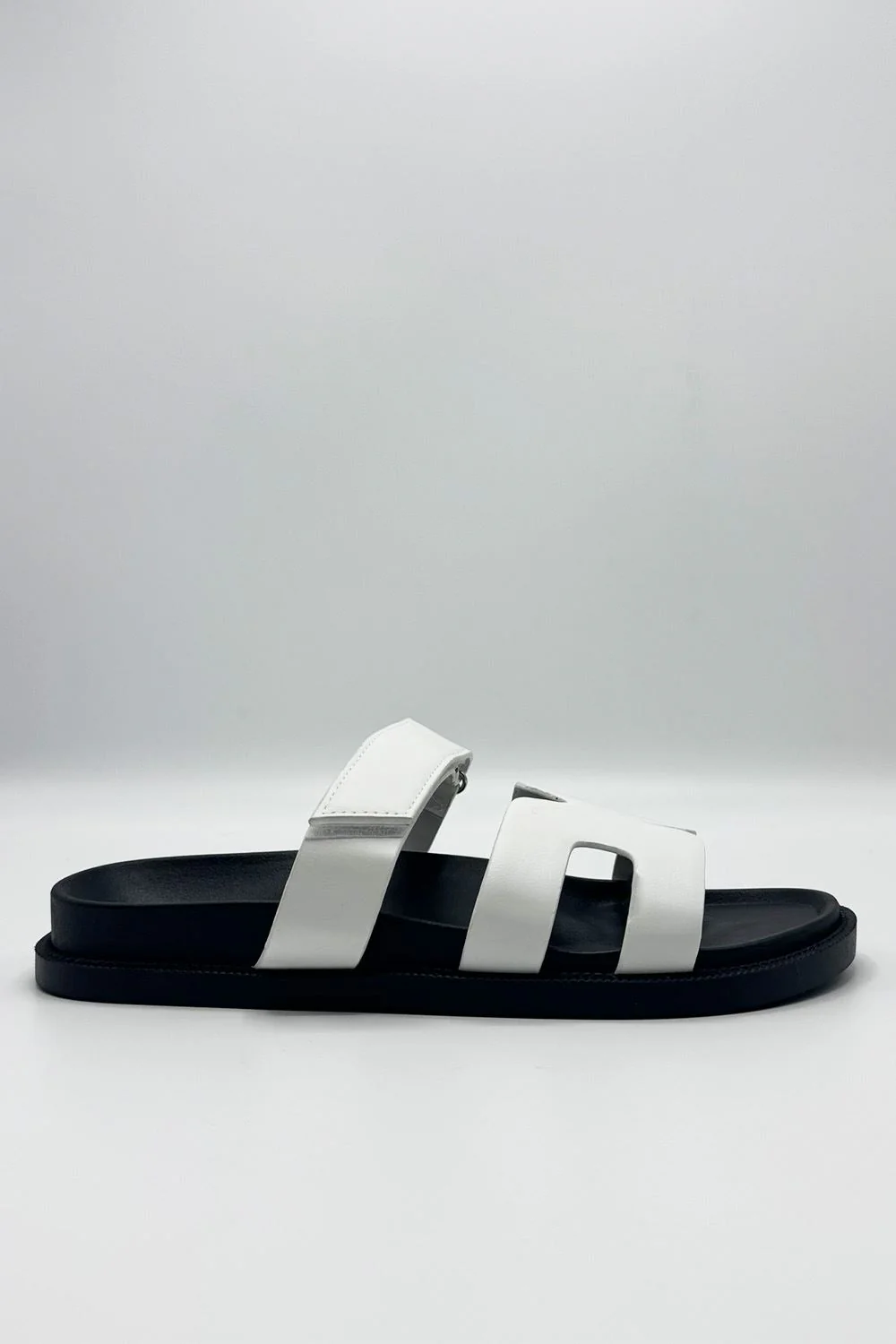 Thalia H Shaped Velcro Strap Flat Slider in White - Image 3