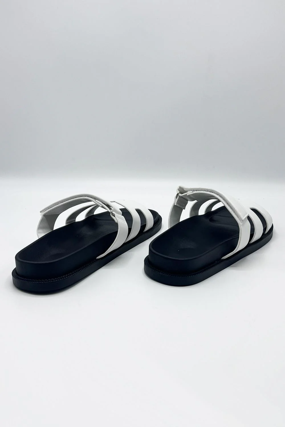 Thalia H Shaped Velcro Strap Flat Slider in White - Image 5