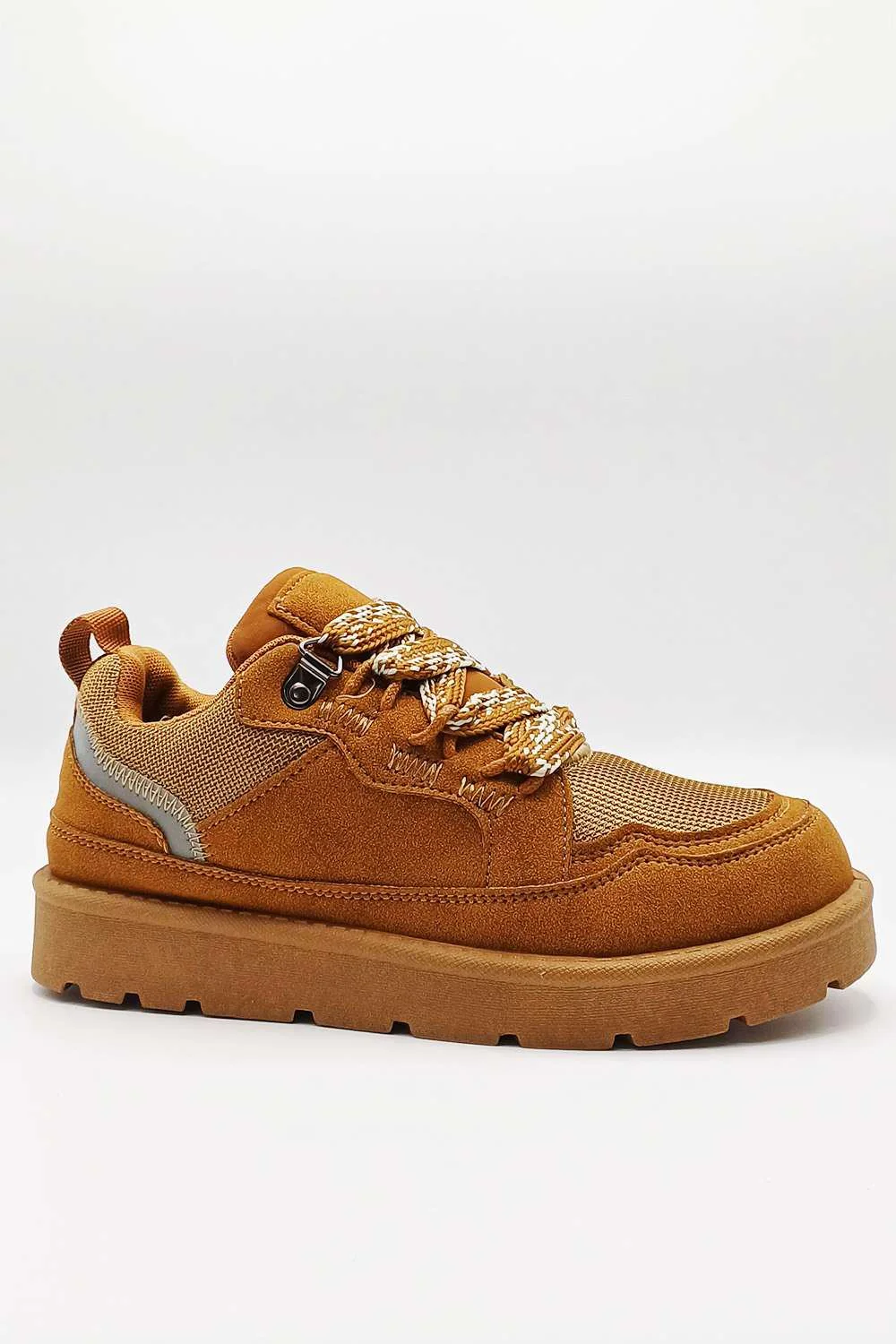 Thea Chunky Lace & Sole Trainers in Chestnut - Image 2