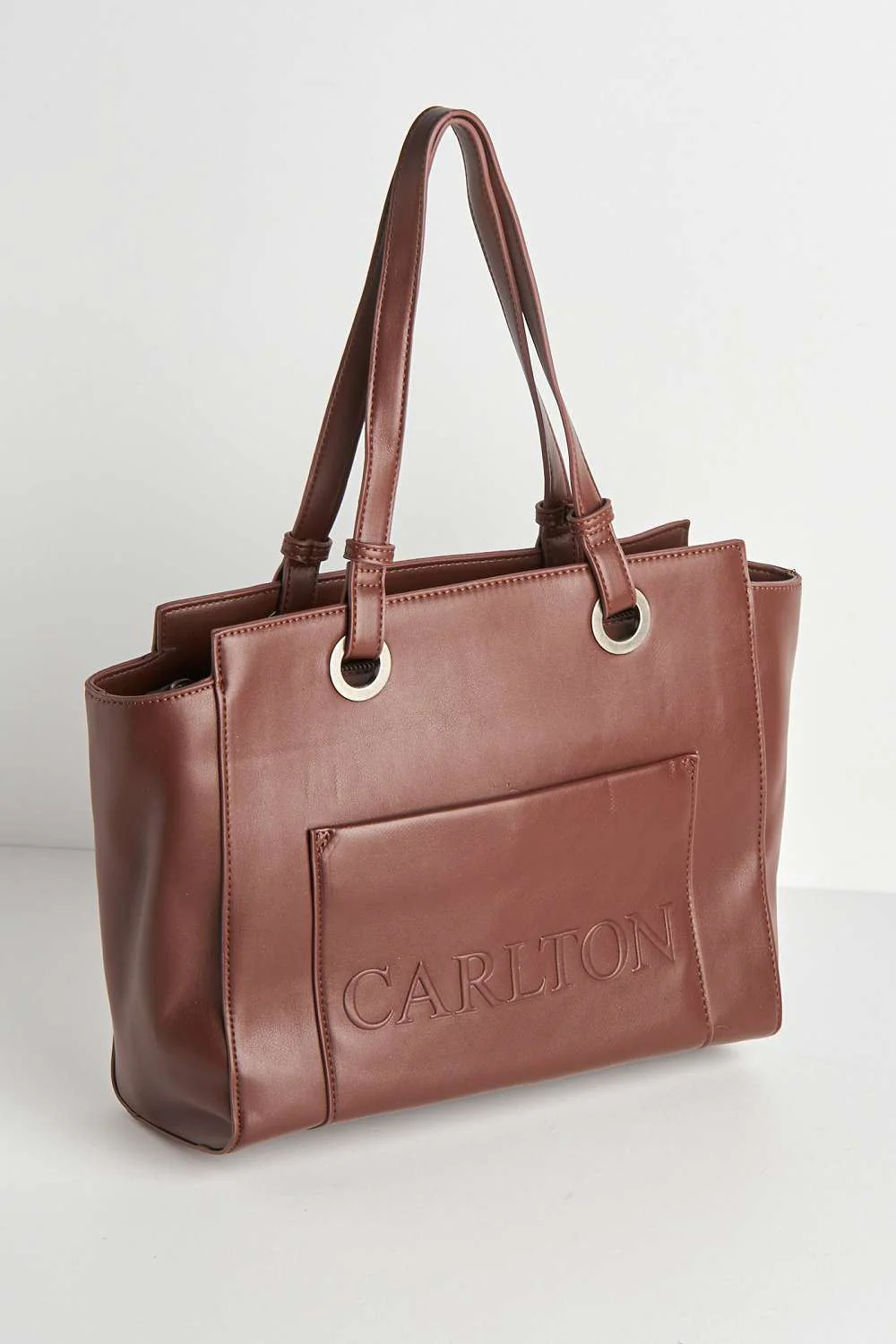 Tiff Front Pocket Detail Tote Back in Chocolate - Image 2