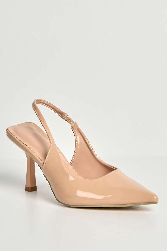 Tiffany Low Heel Slingback Court Shoes in Nude - Image 4