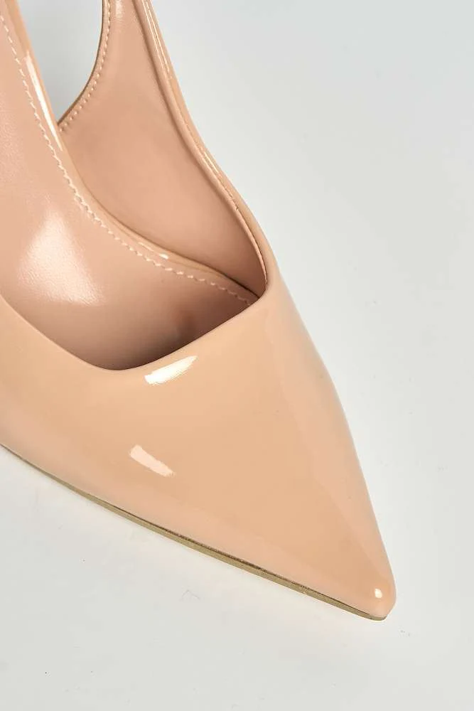Tiffany Low Heel Slingback Court Shoes in Nude - Image 5