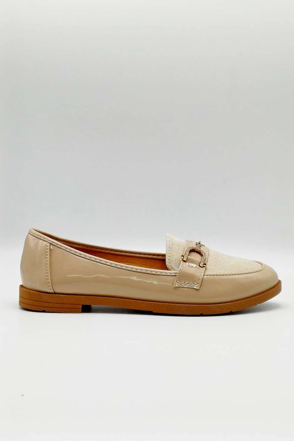 Tori Diamante Link Flat Loafers in Beige - Image 2