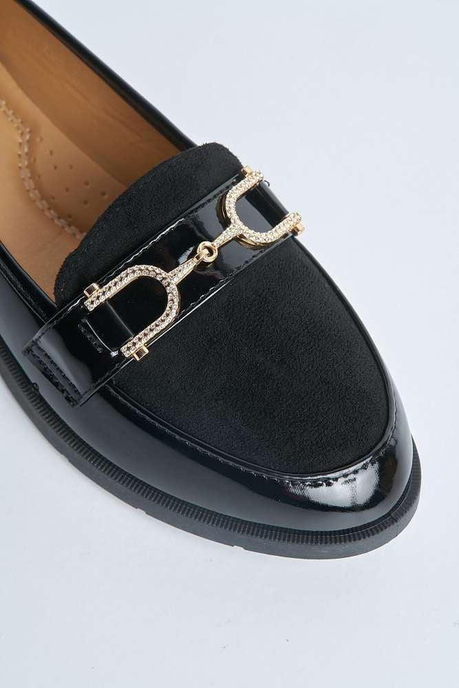 Tori Diamante Link Flat Loafers in Black - Image 6