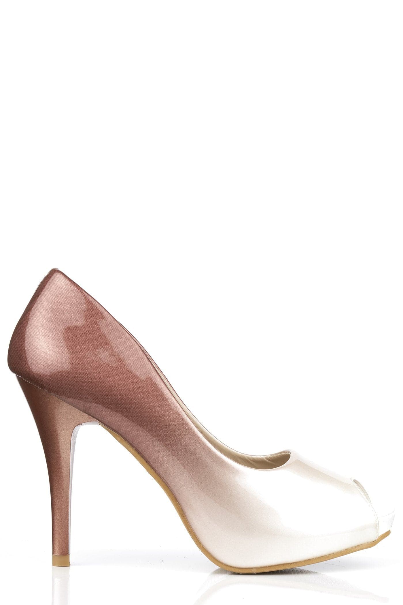 HoneyHoney Two Tone Peeptoe Court Shoe in Beige - Image 4