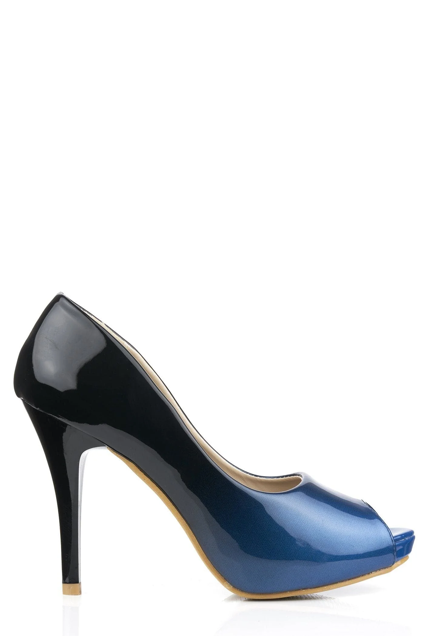 HoneyHoney Two Tone Peeptoe Court Shoe in Navy - Image 4