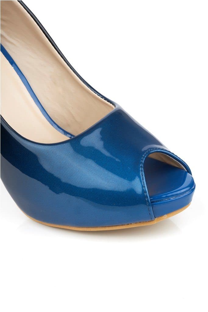 HoneyHoney Two Tone Peeptoe Court Shoe in Navy - Image 5
