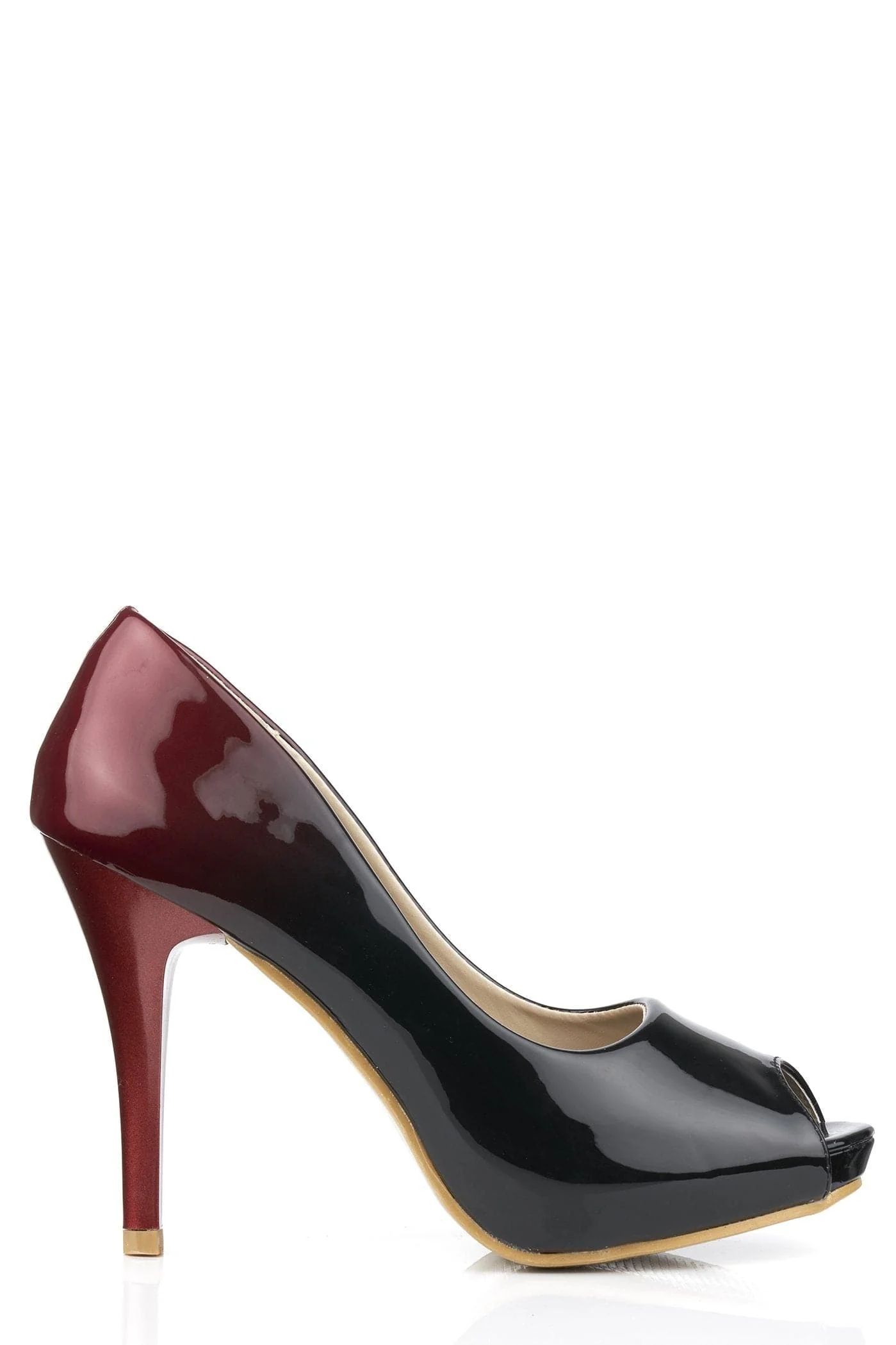 HoneyHoney Two Tone Peeptoe Court Shoe in Red - Image 4