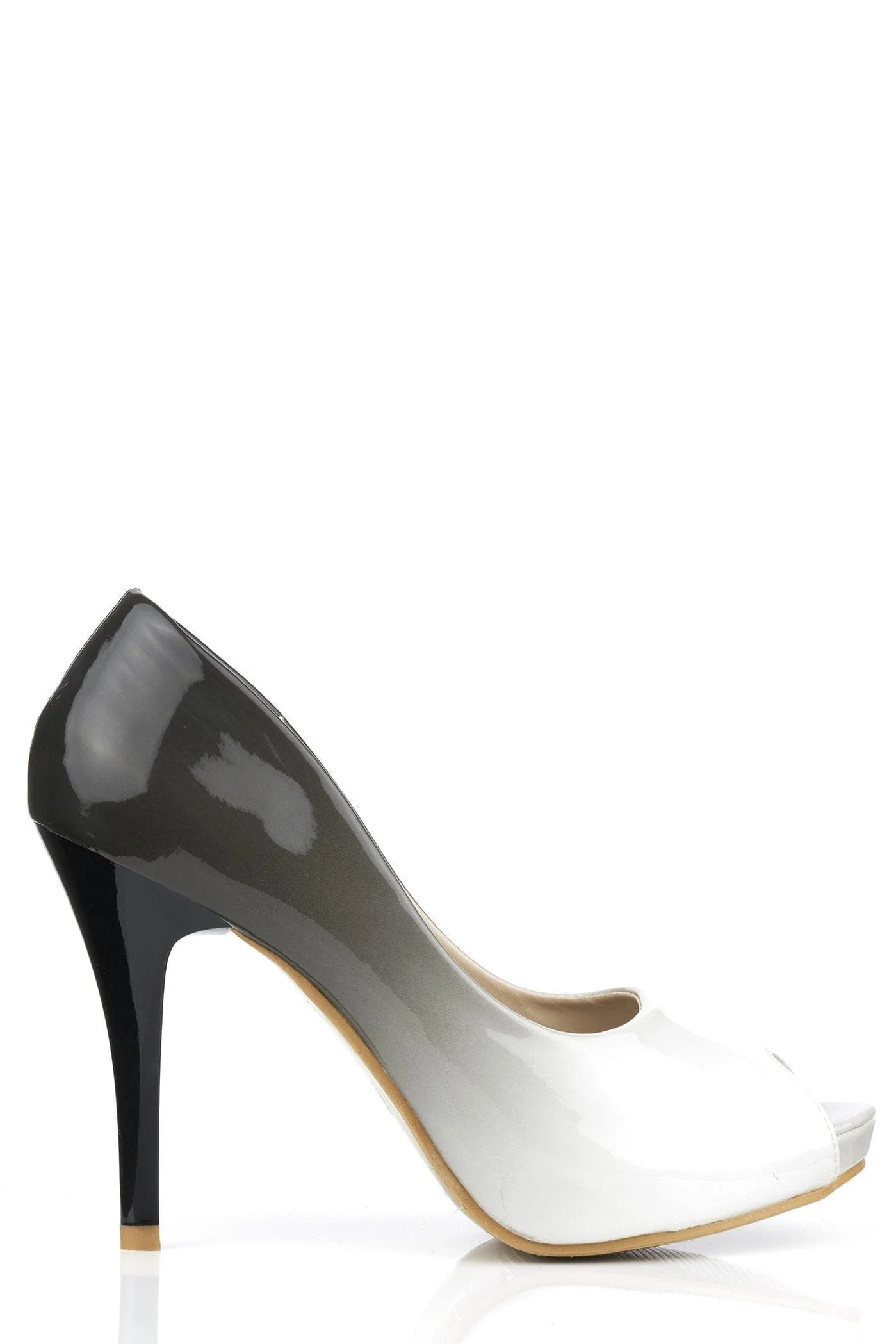 HoneyHoney Two Tone Peeptoe Court Shoe in White - Image 4