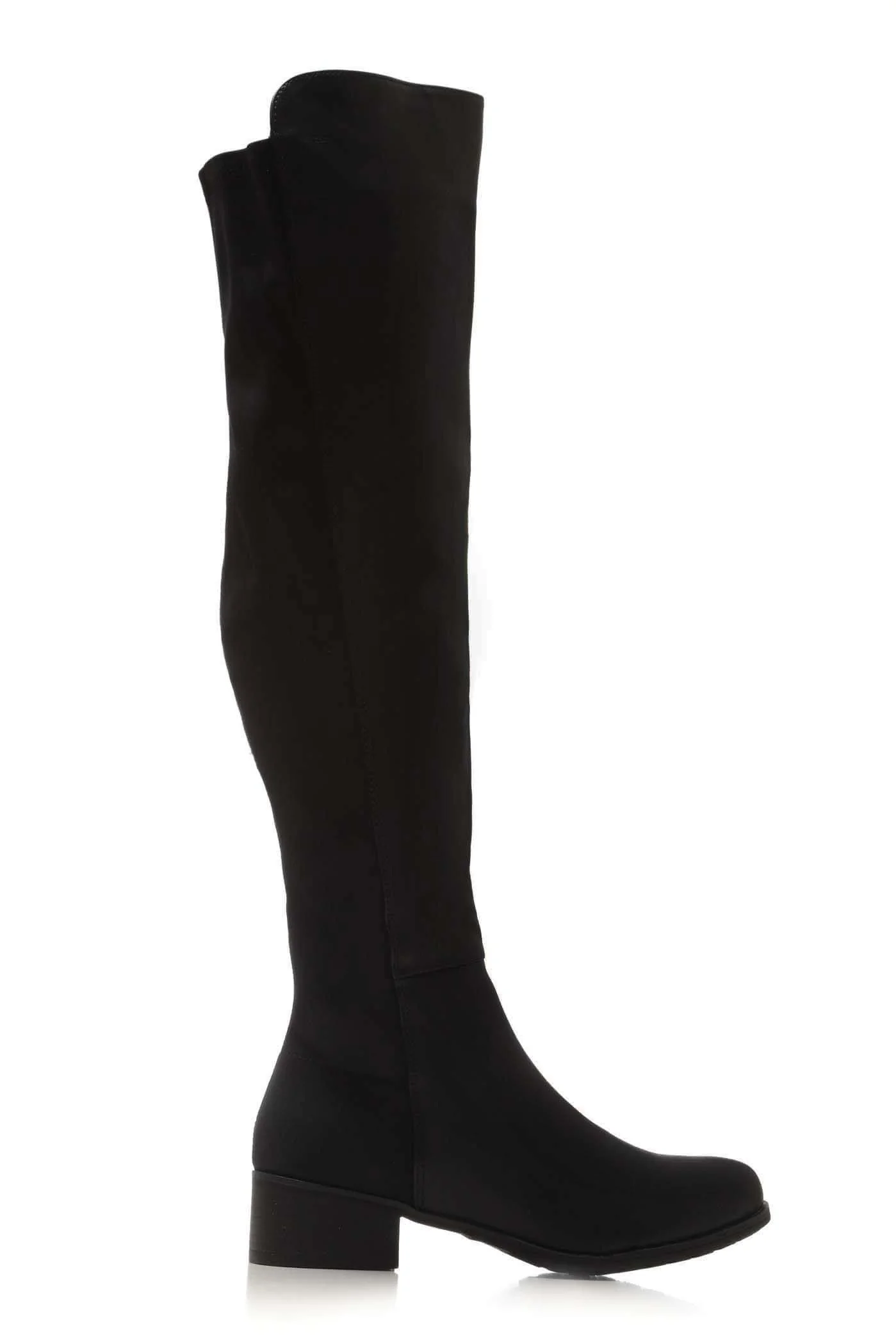 Tyla Over The Knee Elasticated Back Boot in Black Matt - Image 4