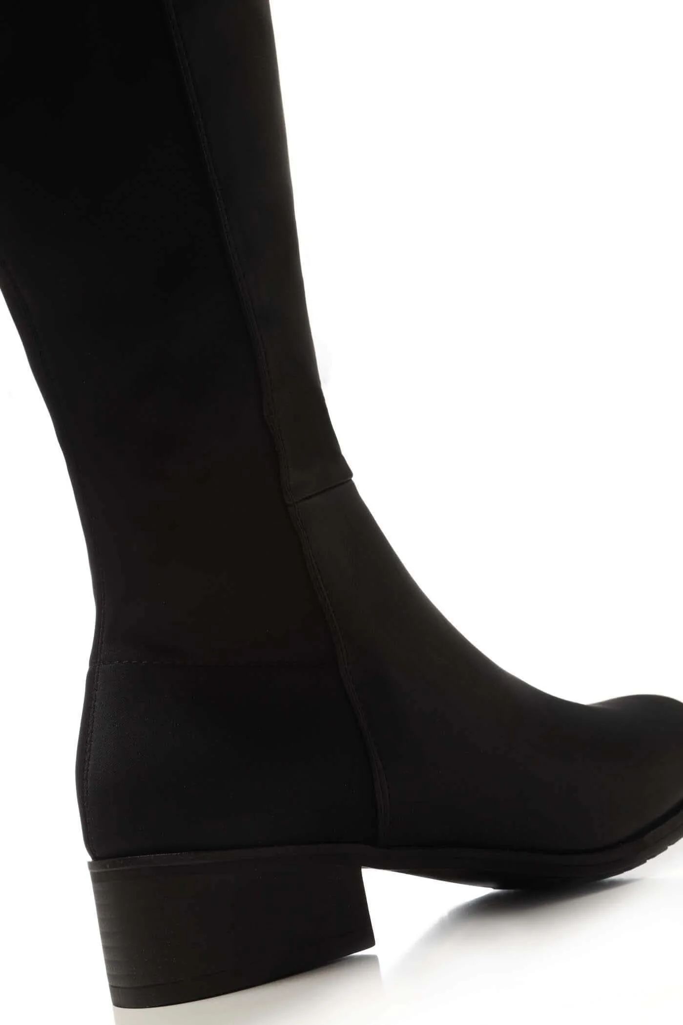 Tyla Over The Knee Elasticated Back Boot in Black Matt - Image 5