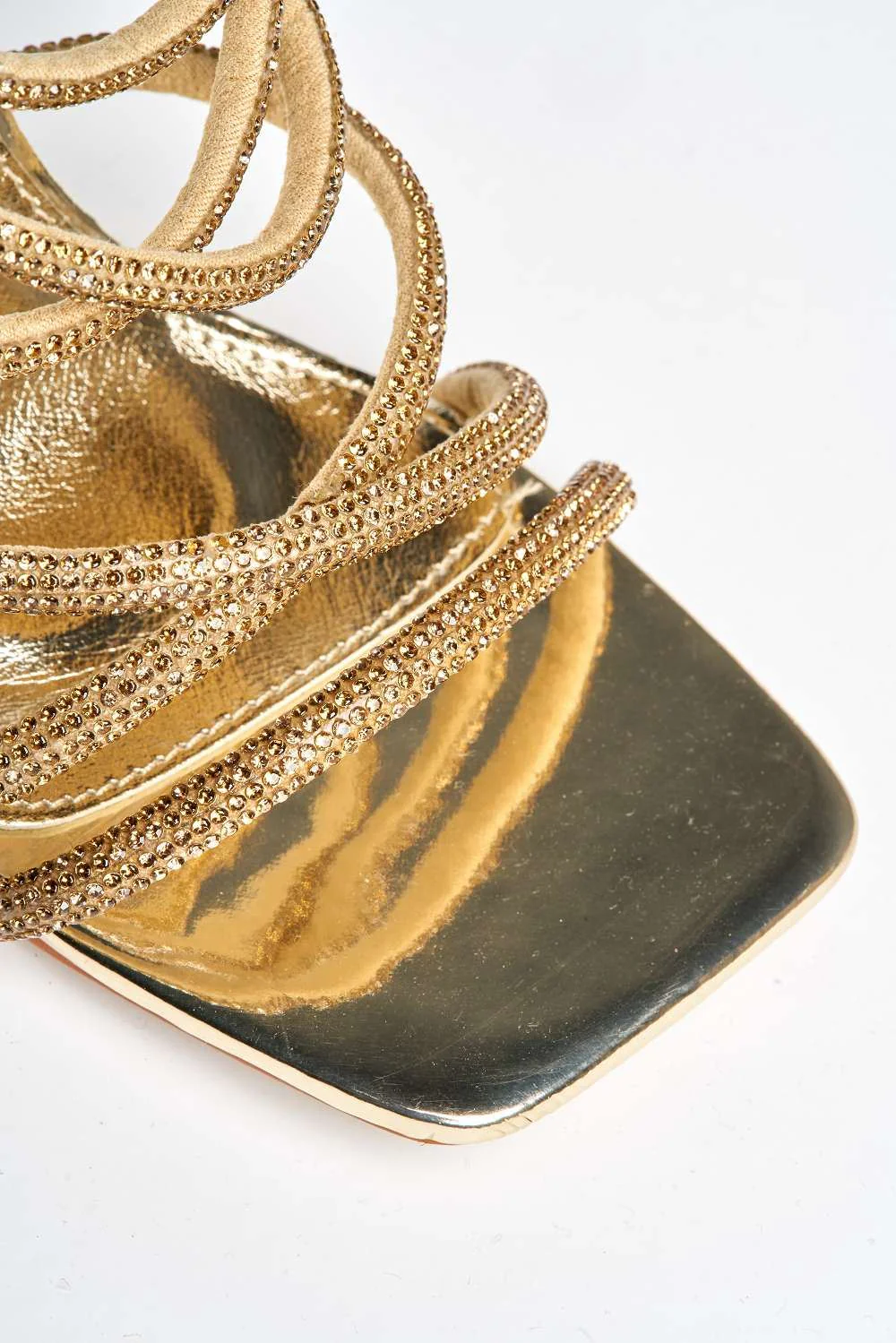 Uiva Strappy Square Toe Block Heel Sandals in Gold - Image 6