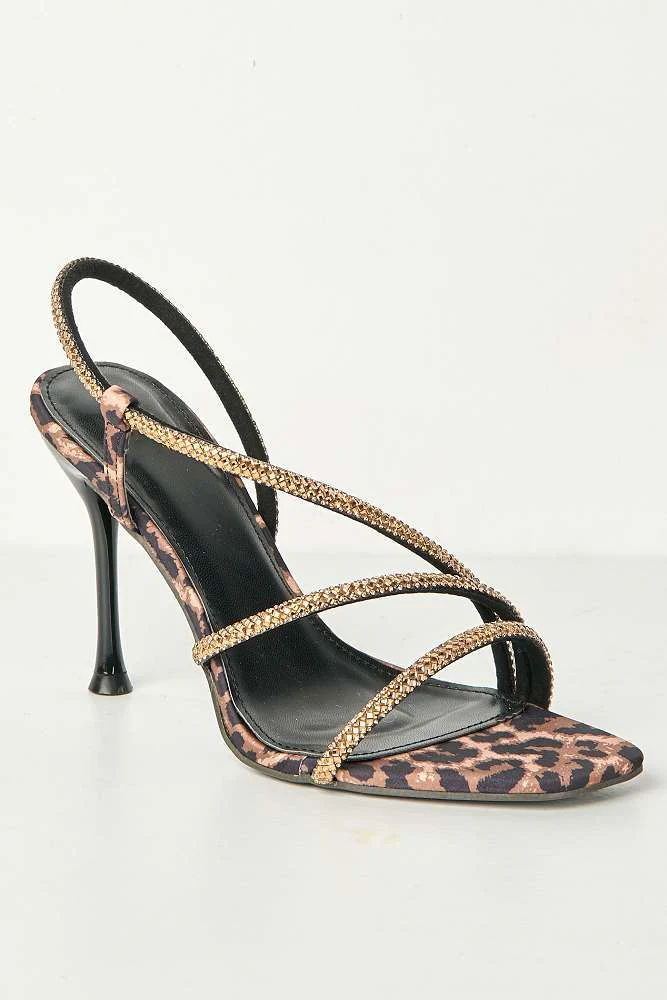 Val 3 Diamante Band Stiletto Heeled Sandals in Leopard - Image 4