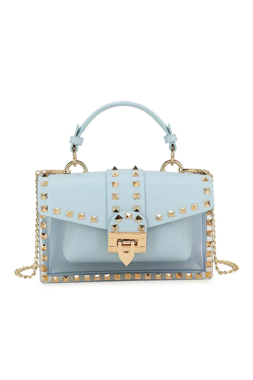 Valli Studded Top Handle Bag in Baby Blue