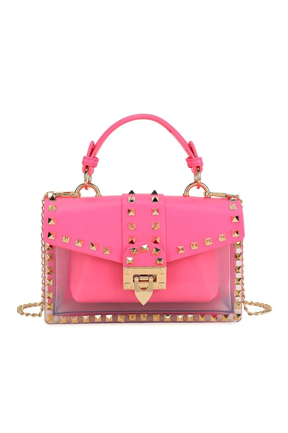 Valli Studded Top Handle Bag in Fuchsia