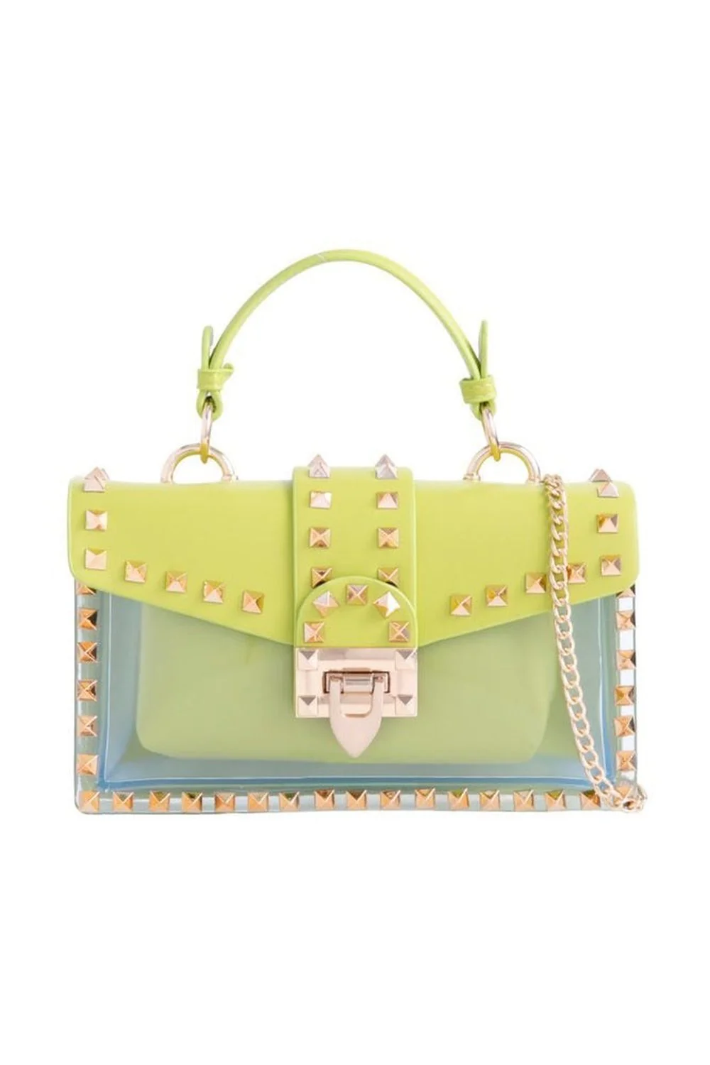 Valli Studded Top Handle Bag in Lime