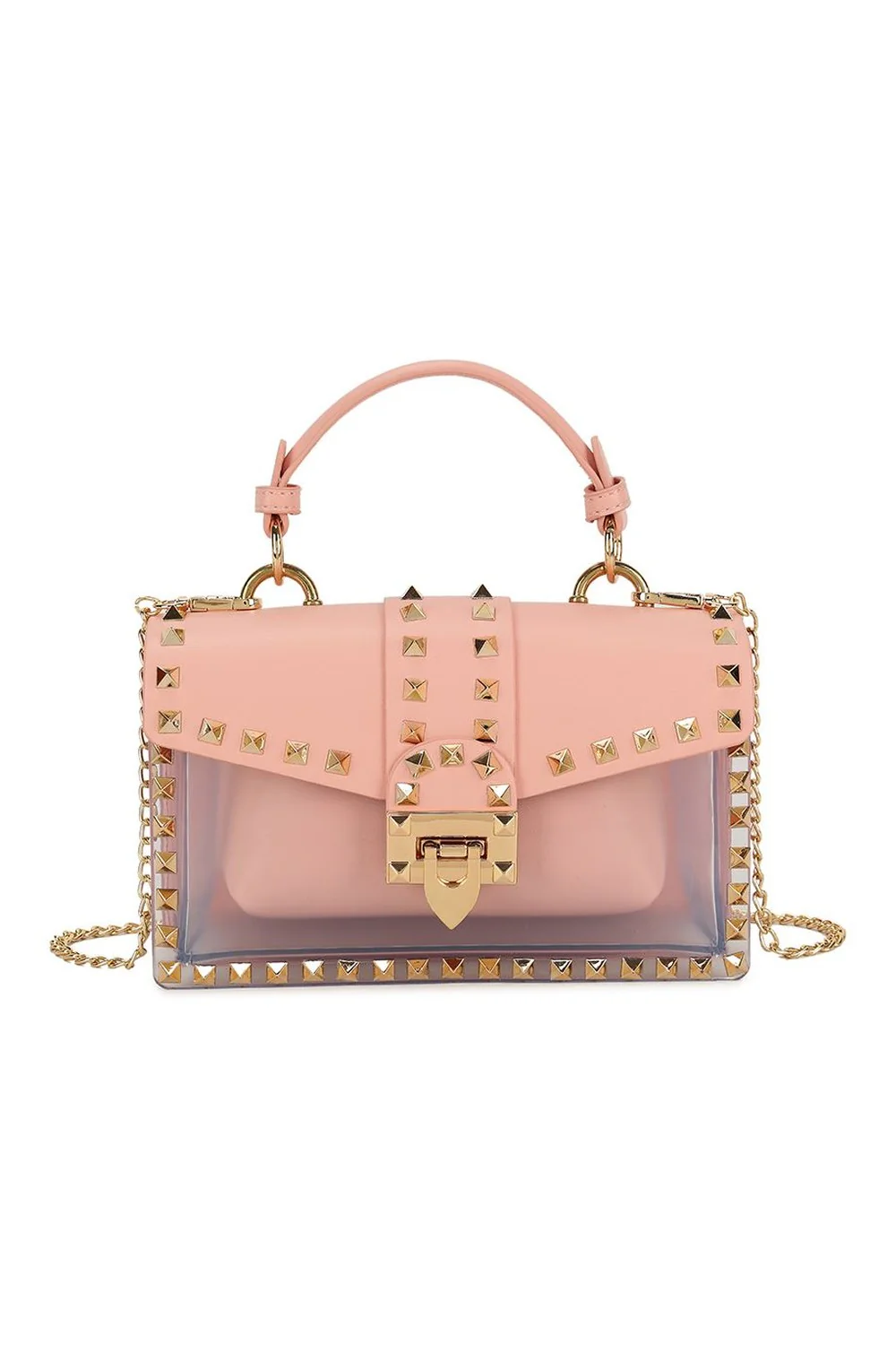 Valli Studded Top Handle Bag in Pink
