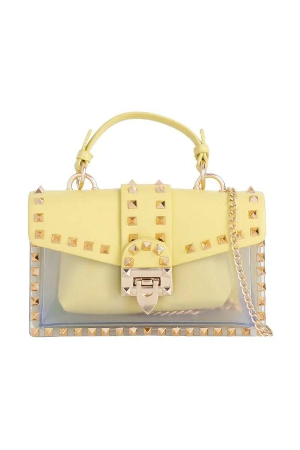 Valli Studded Top Handle Bag in Yellow