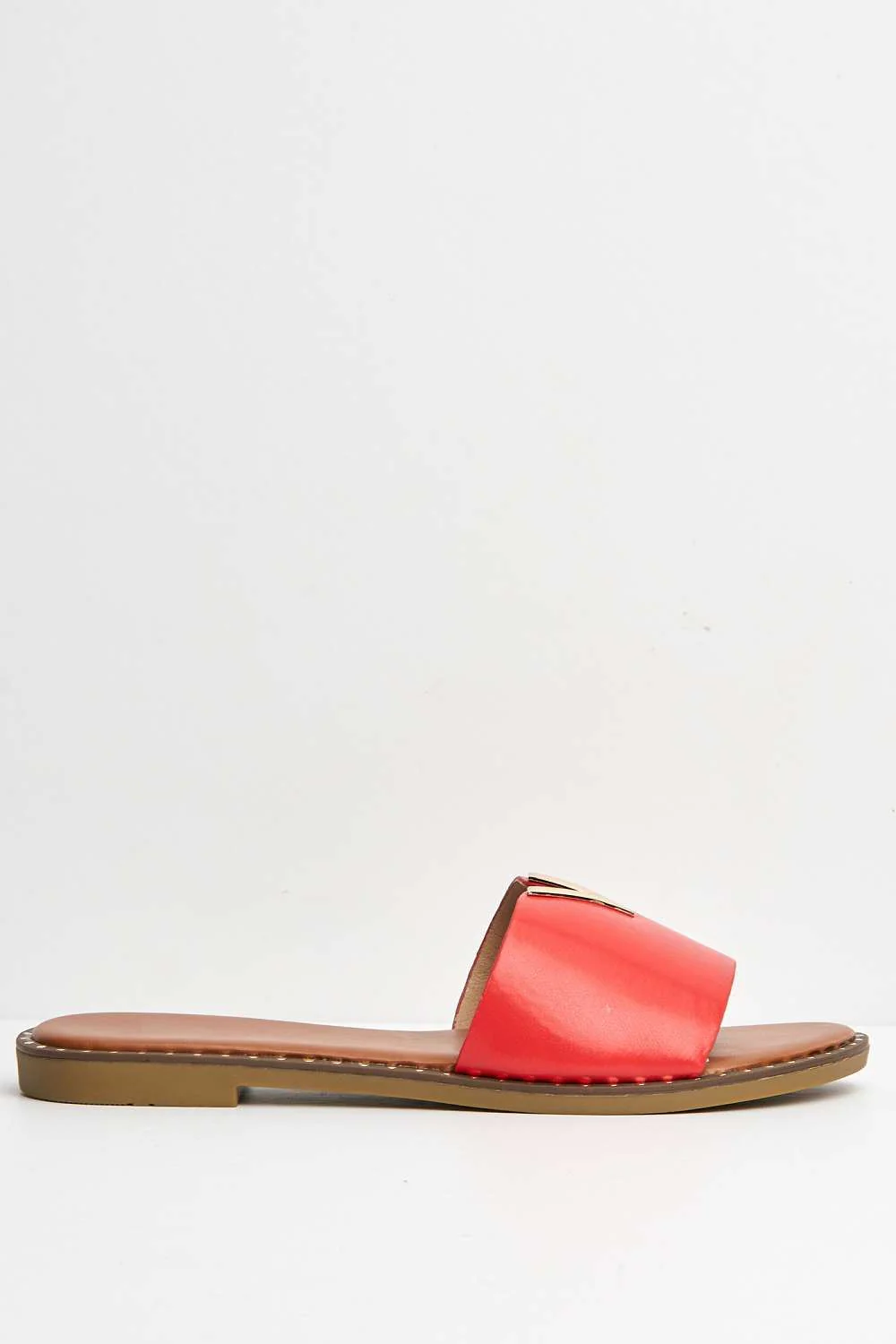 Veena V-Detail Slip-On Sliders in Red - Image 6