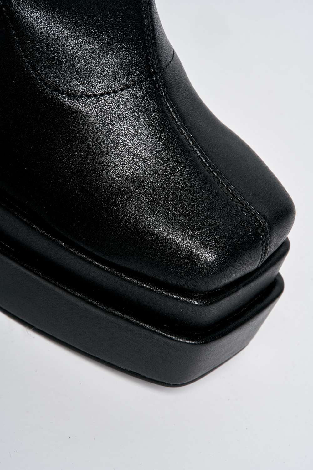 Veraya Square Toe Platform Block Heel Calf Boots in Black - Image 6