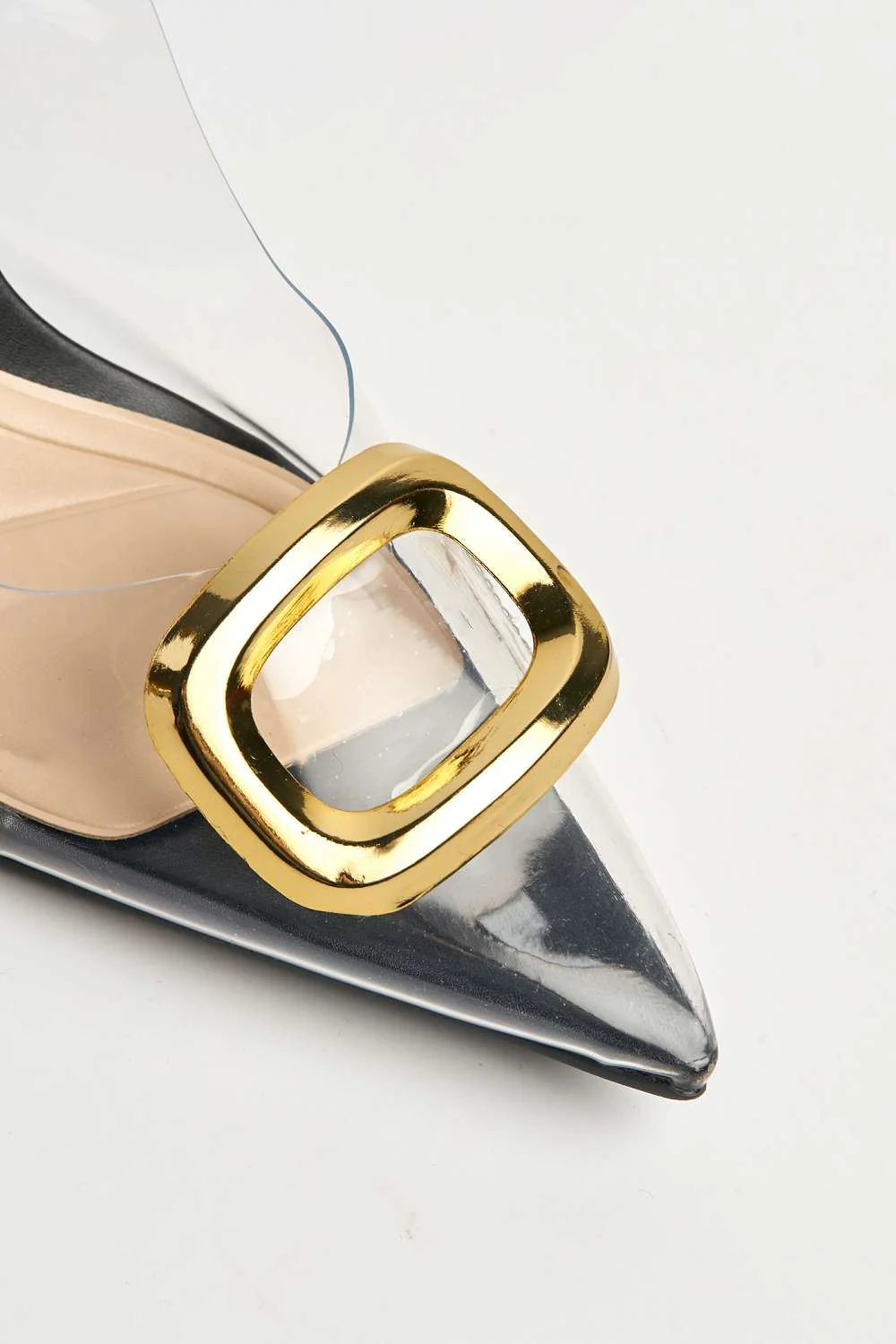 Veronica Buckle Detail Perspex Sling Back Court Shoes in Black - Image 6